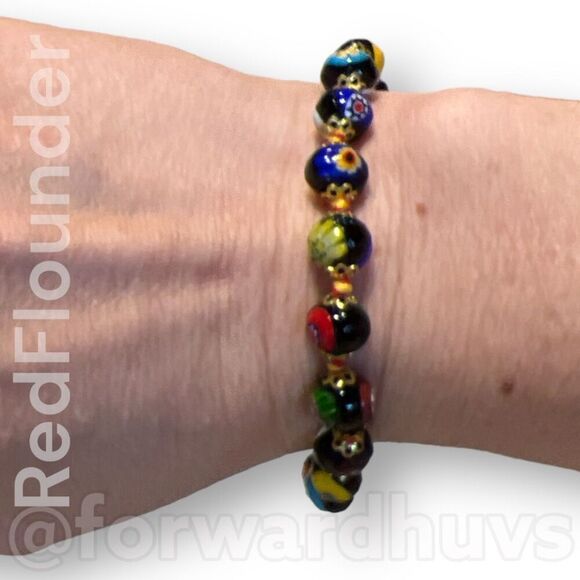 Murano Glass Millefiori Bracelet MCM Art Glass Bracelet - Picture 1 of 11